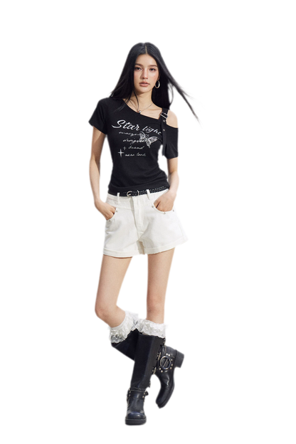 One-Shoulder Butterfly Tee