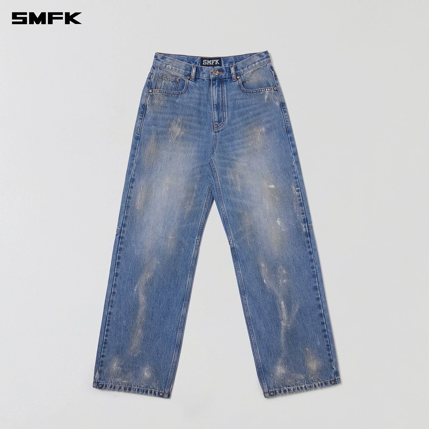 Cross Statue Tide Wide Straight Denim Jeans