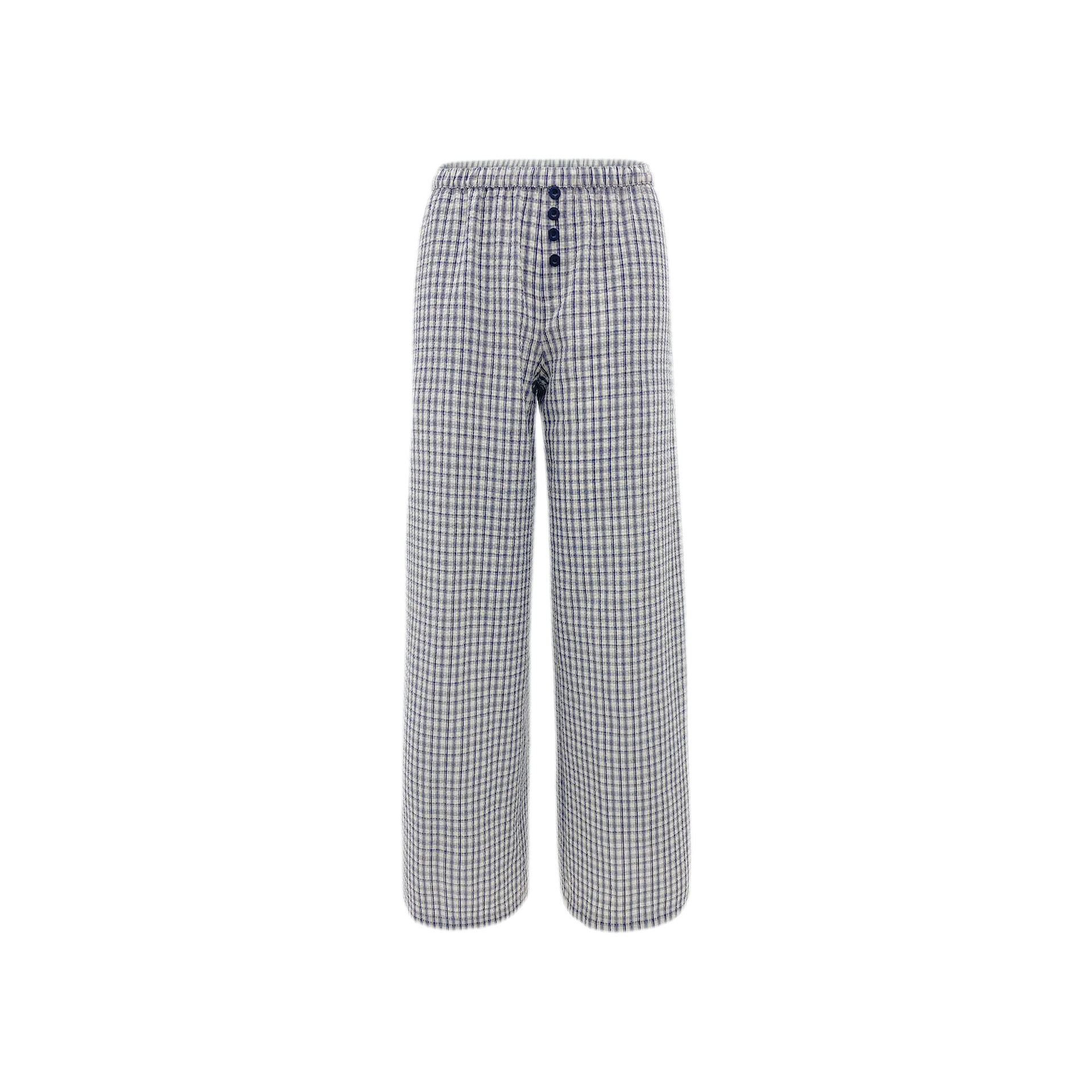 Textured Check Wide-Leg Trousers