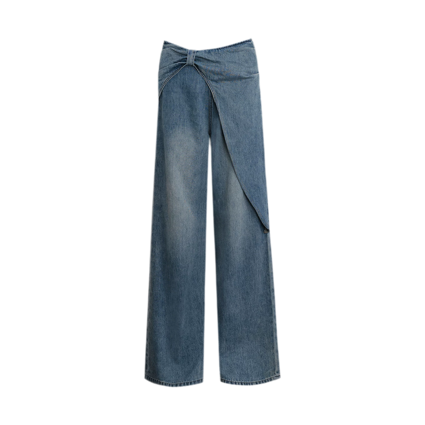 Soft Cotton Wide-Leg Jeans with Bow Detail