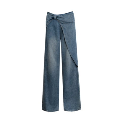 Soft Cotton Wide-Leg Jeans with Bow Detail