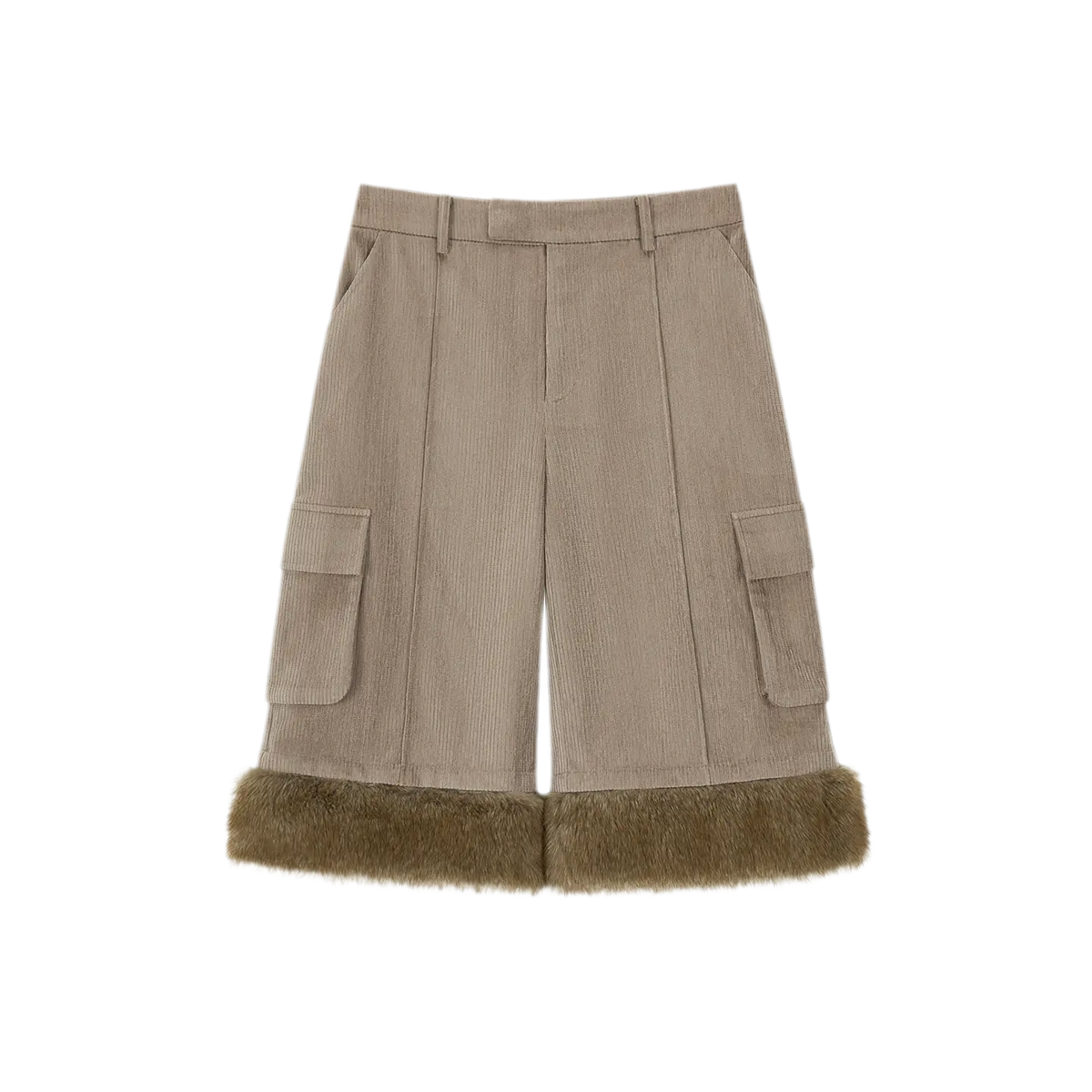 Chenille Cargo Cropped Wide-Leg Pants