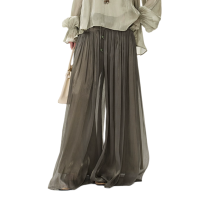 Pearlescent Crushed Chiffon Skirt-Pants
