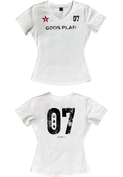 Distressed Graphic Fitted T-Shirt