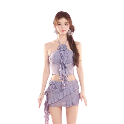 Mesh Skirt Bikini Set