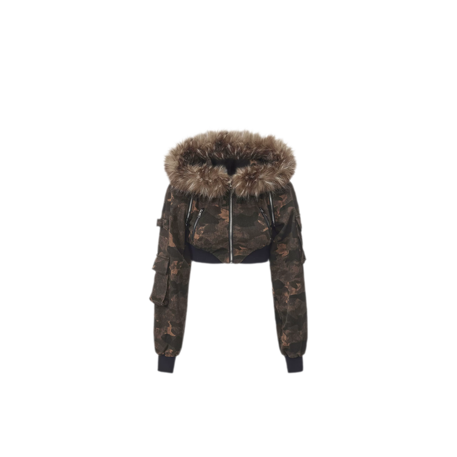 Camouflage Cropped Jacket Skirt Set