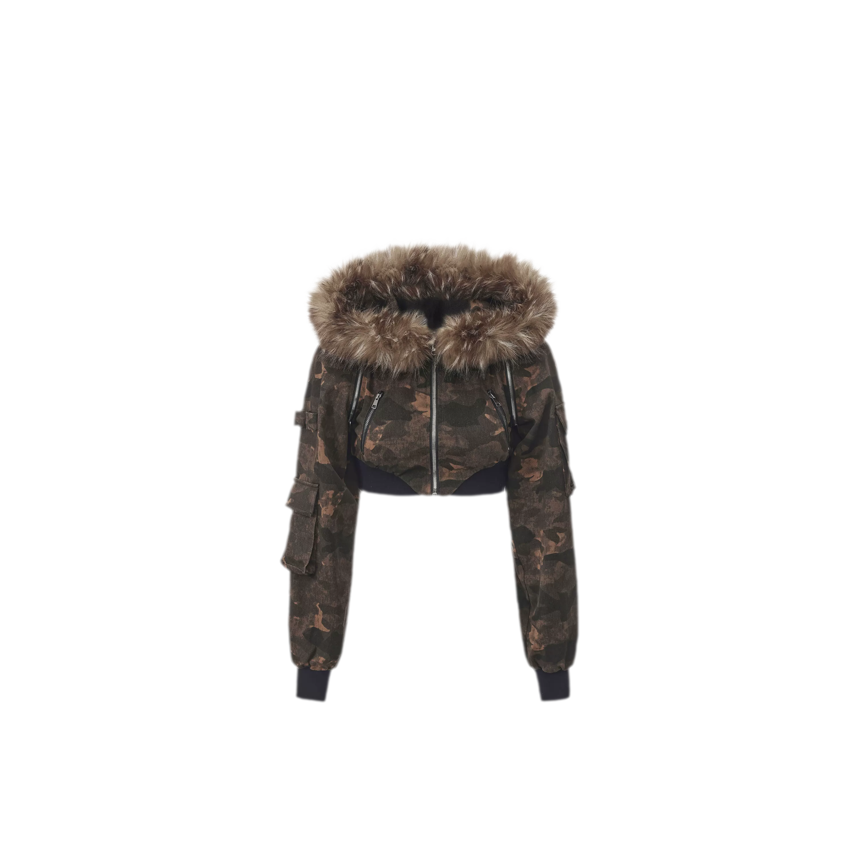Camouflage Cropped Jacket Skirt Set