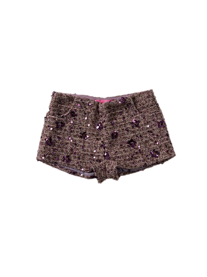 Sequin Bouclé Fitted Shorts