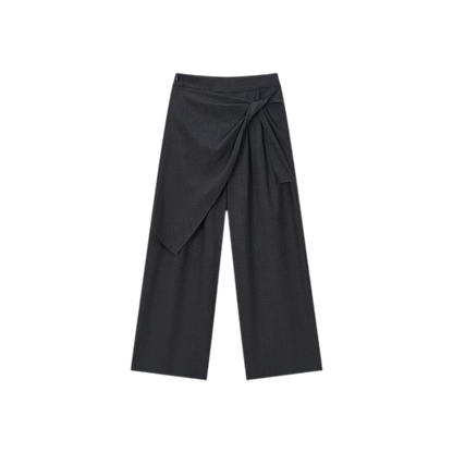 Twisted Overlay Wide-Leg Trousers