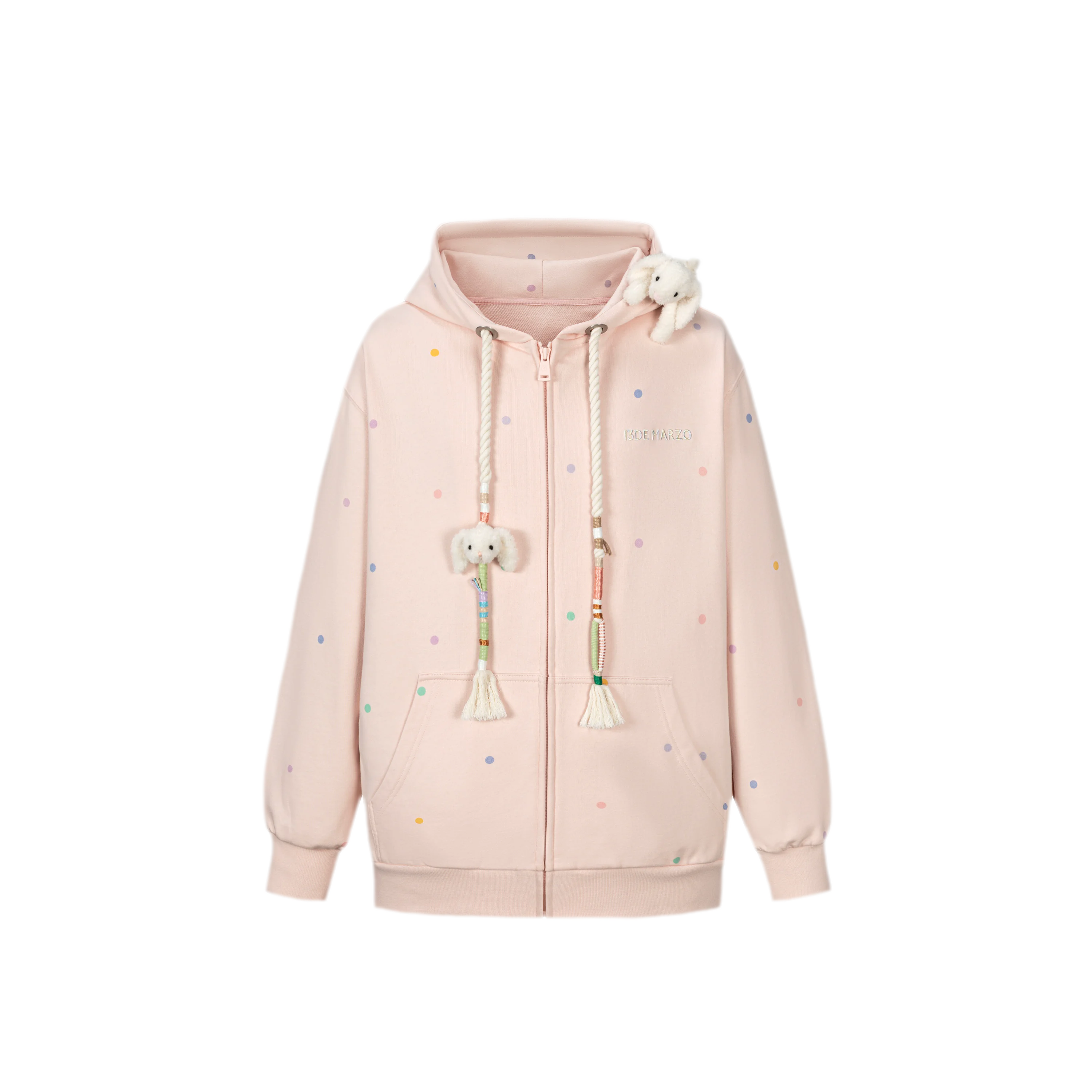 Polka Dot Embroidered Hoodie