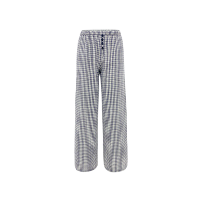Textured Check Wide-Leg Trousers