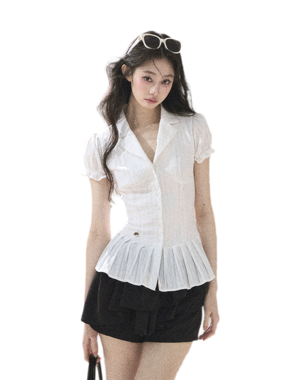 Textured Puff Sleeve Blouse