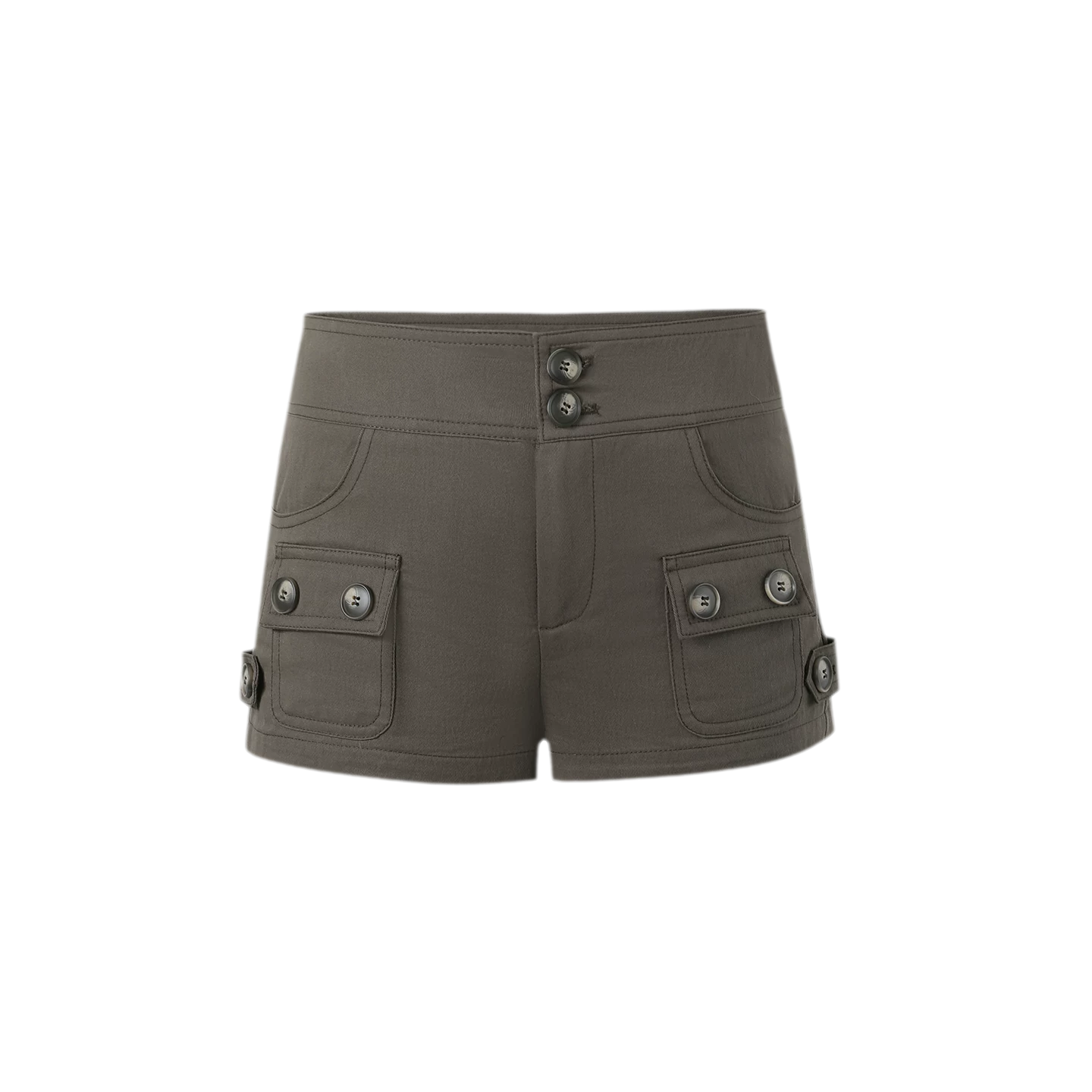 Vintage Brown Multi-Pocket Slim Shorts