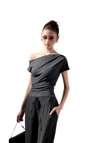 Striped Asymmetric Three-Piece Set