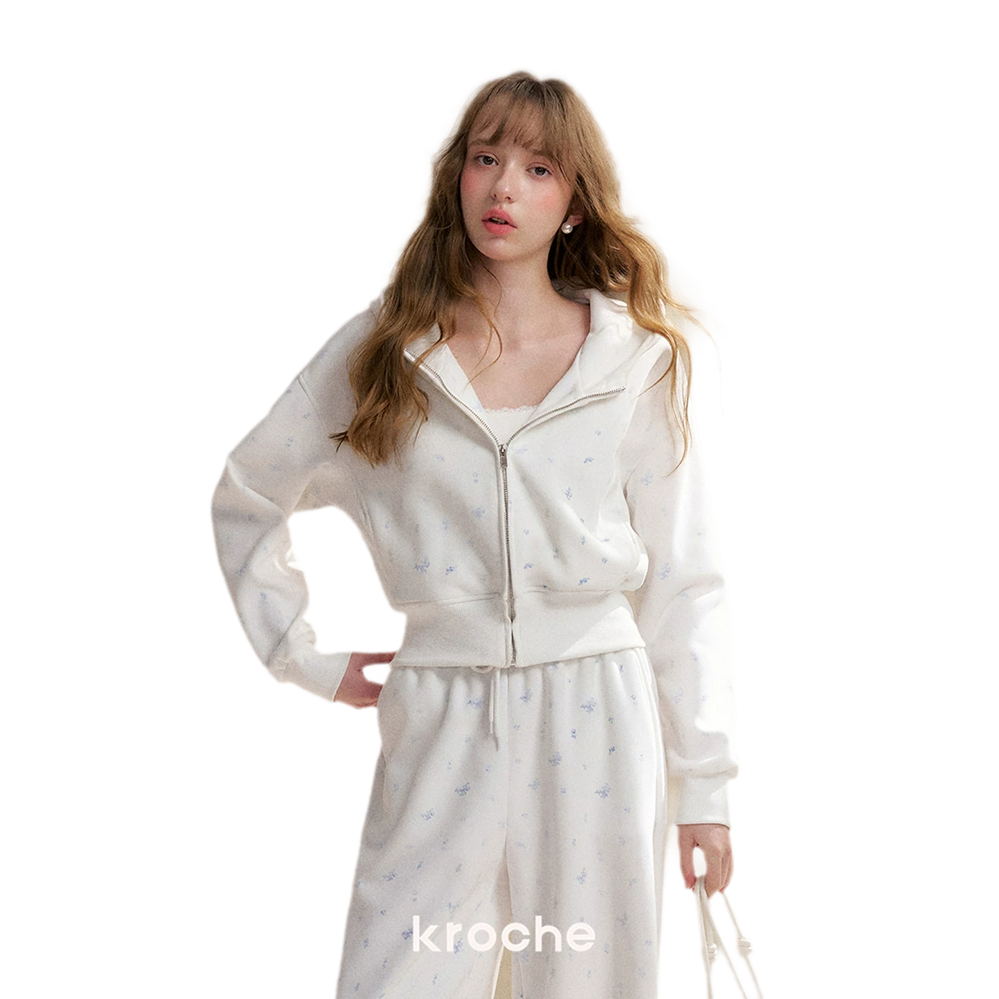 Rose Print Hoodie and Pants Set