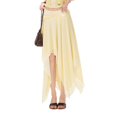 Lace Panel Irregular Skirt