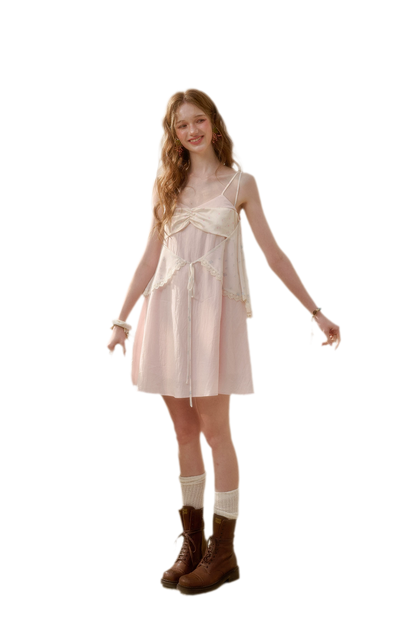 Cream Cotton Chiffon Camisole Dress