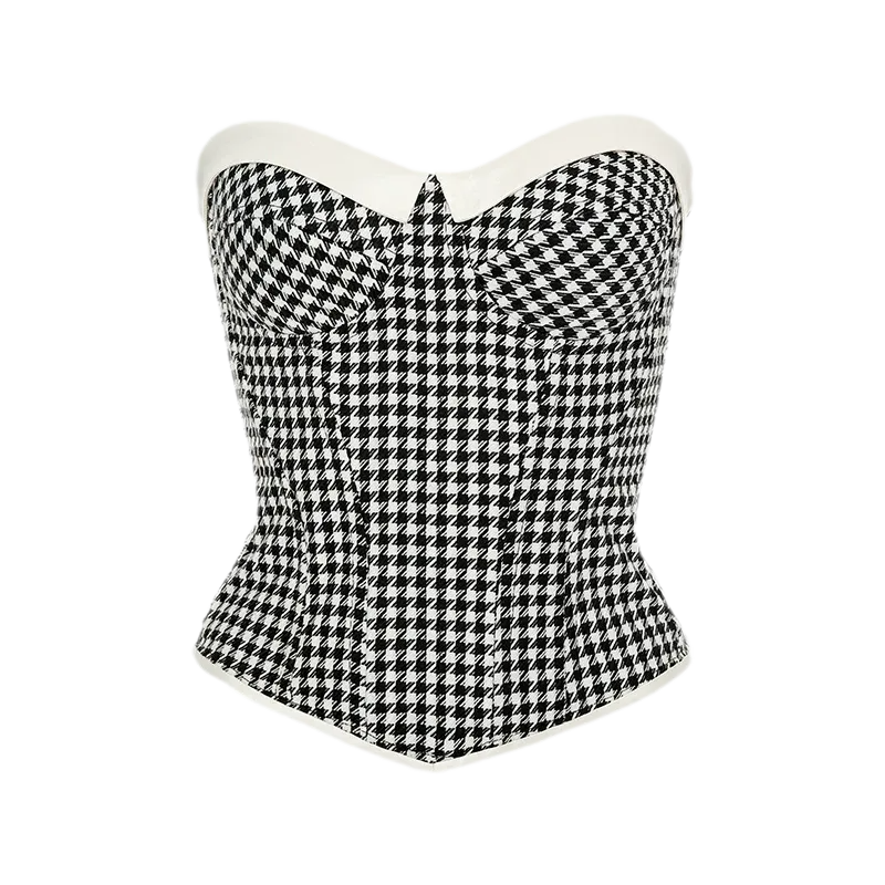 Houndstooth Boned Corset Top