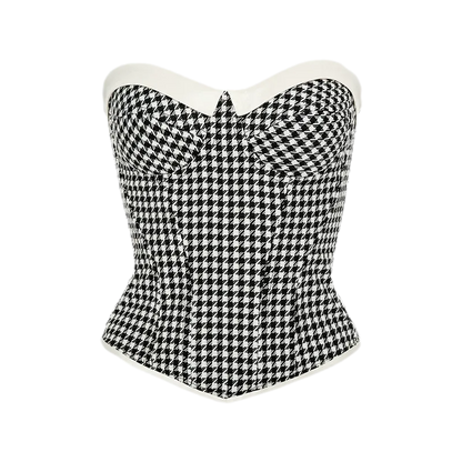 Houndstooth Boned Corset Top