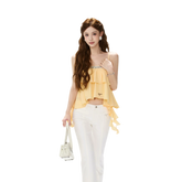 CYNR Crystal Ruffle Cami – Light Yellow
