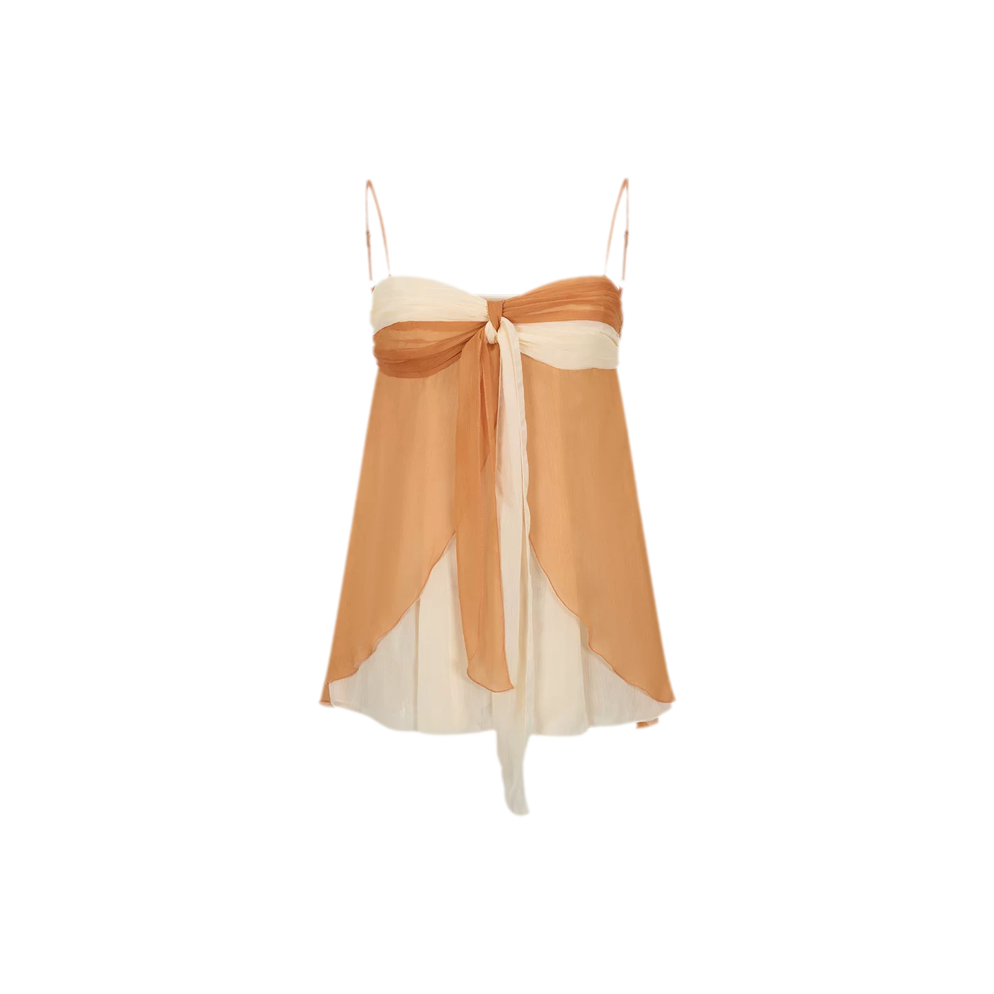 Color Catcher Irregular Contrast Pleated Chiffon Camisole