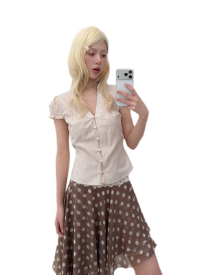 Pink Coffee Stripe / S
