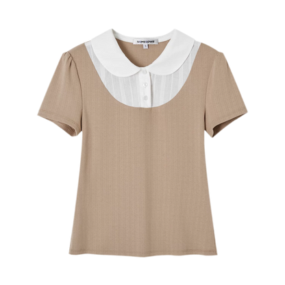 Faux Layered Collar T-Shirt