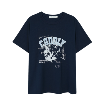 Cat Print Relaxed T-Shirt