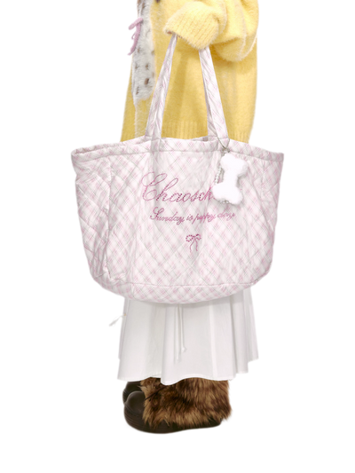 Pink Plaid Shoulder Bag