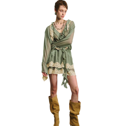 Vintage Moss Green Lace Dress
