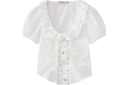 Lace-Up Eyelet Skirt Set