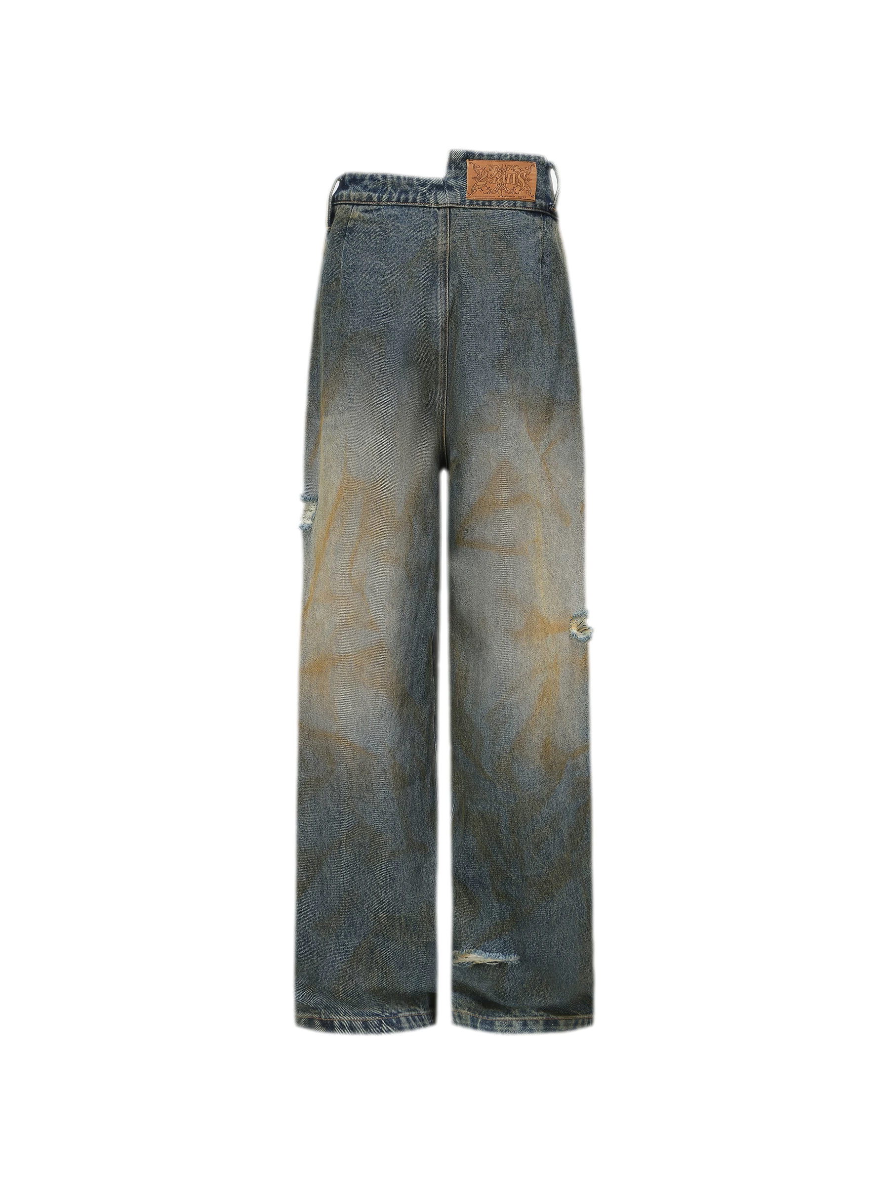Distressed Wide-Leg Jeans