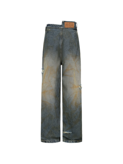 Distressed Wide-Leg Jeans