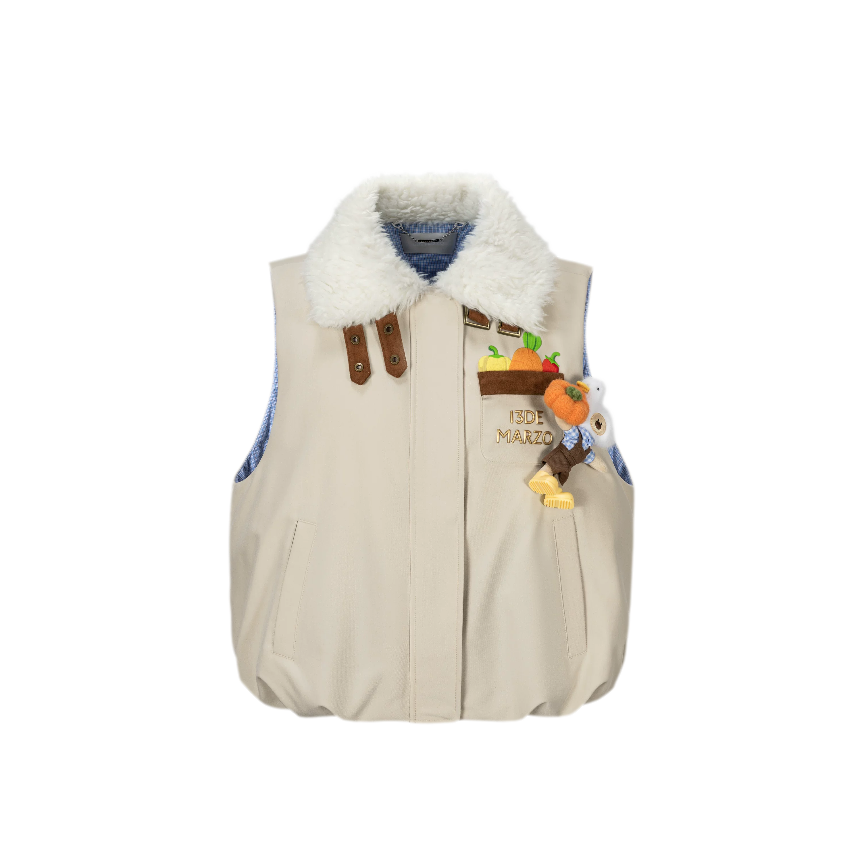 Textured Faux-Fur Collar Vest