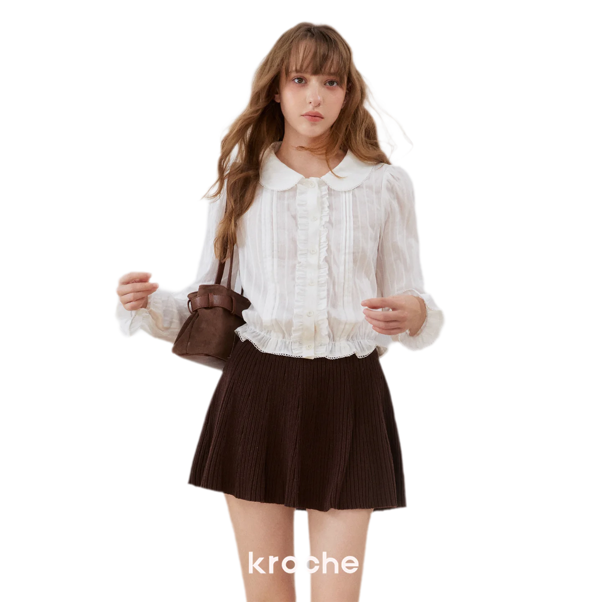 Textured Ruffle Cropped Shirt