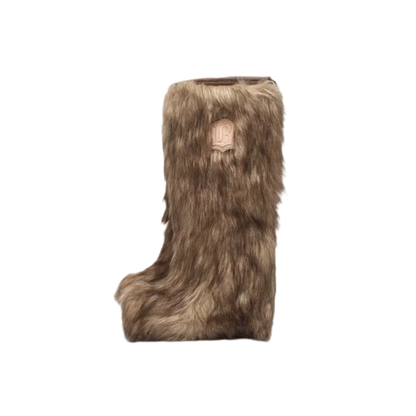 Eco-Fur Tall Wedge Boots