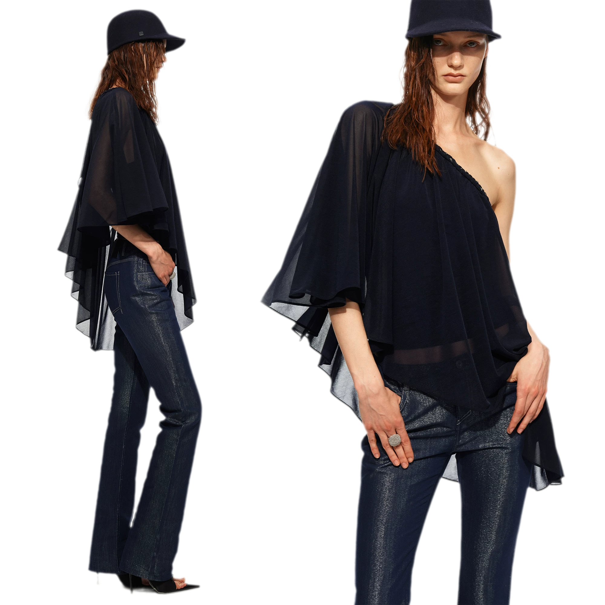 Handwoven Chain Cape Blouse