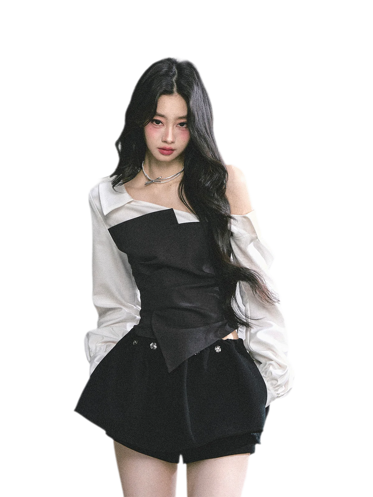 Chemise courte asymétrique