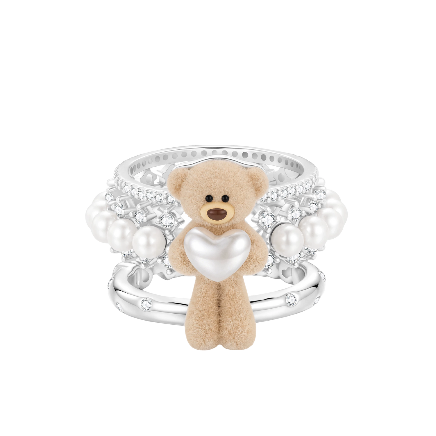 Bear Heart Triple-Layer Ring