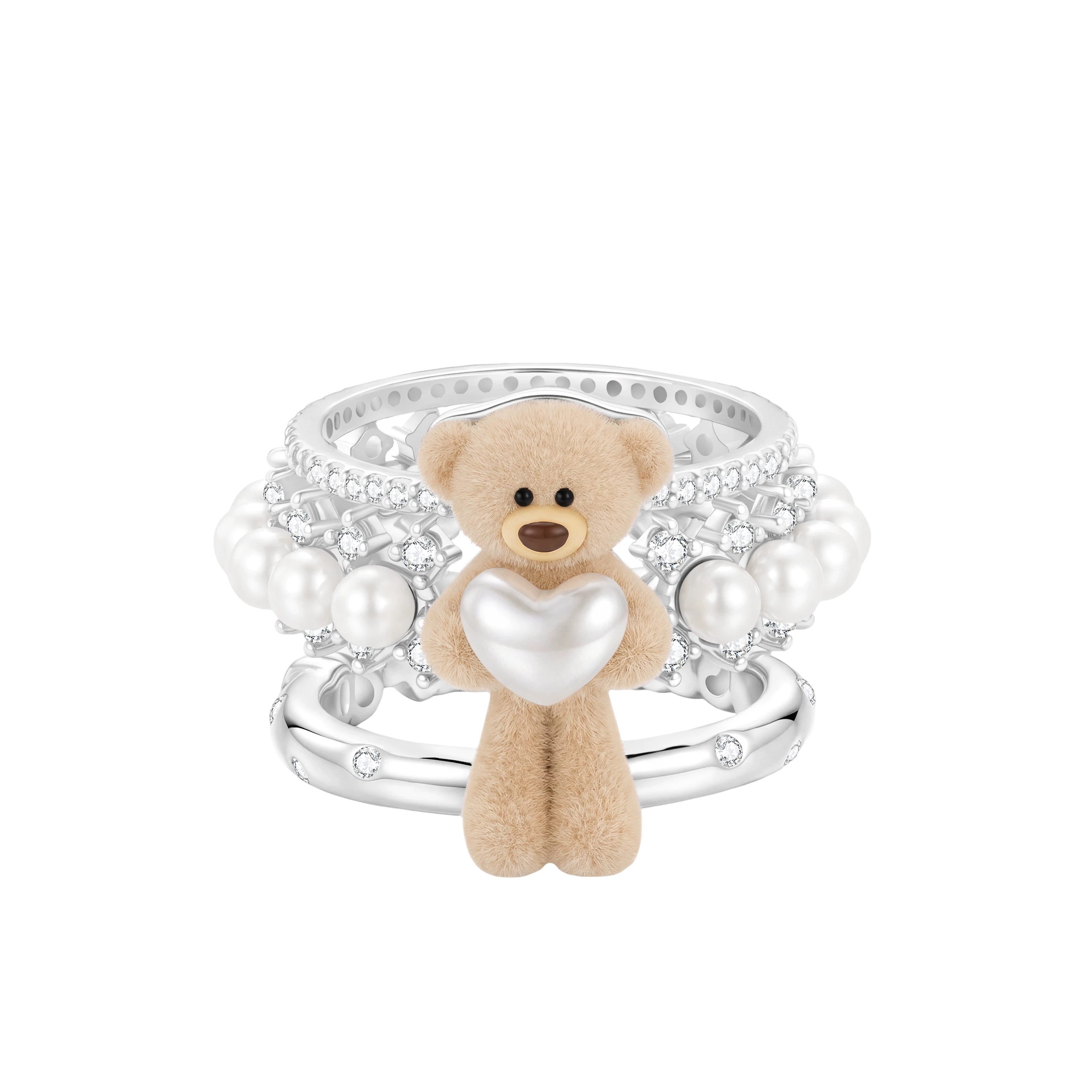 Bear Heart Triple-Layer Ring