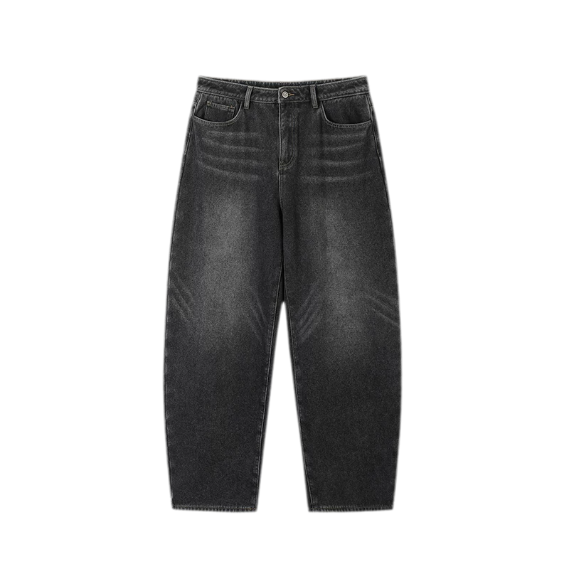 Fleece-Lined Baggy Stacked Jeans