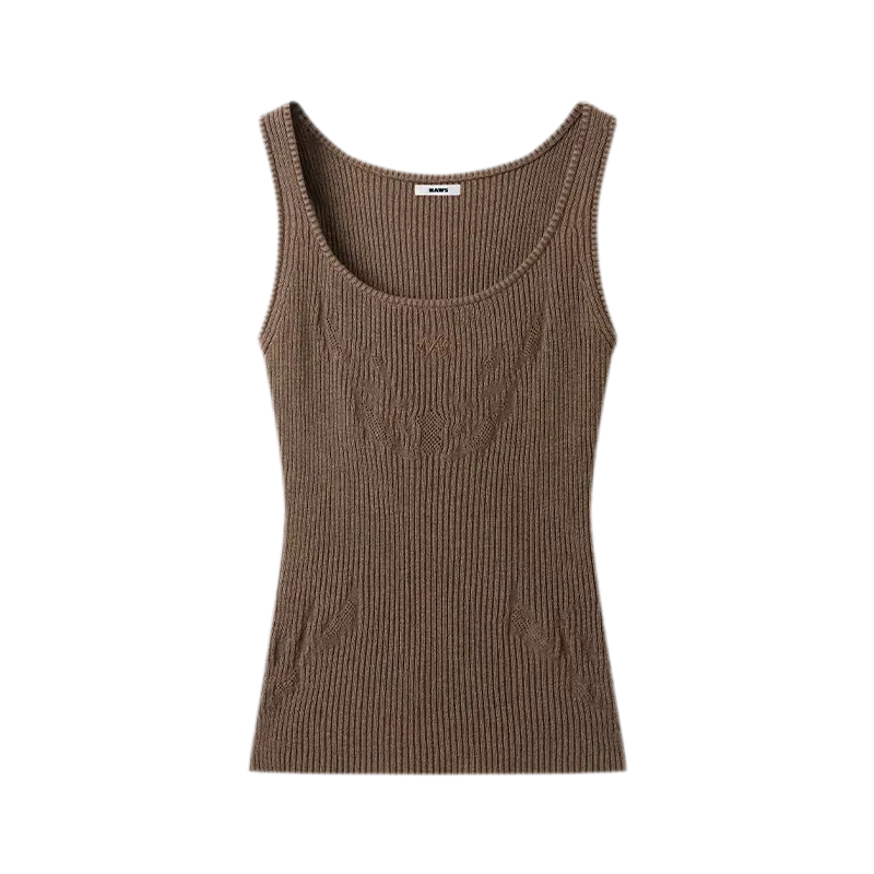 Openwork Jacquard Slim Knit Vest