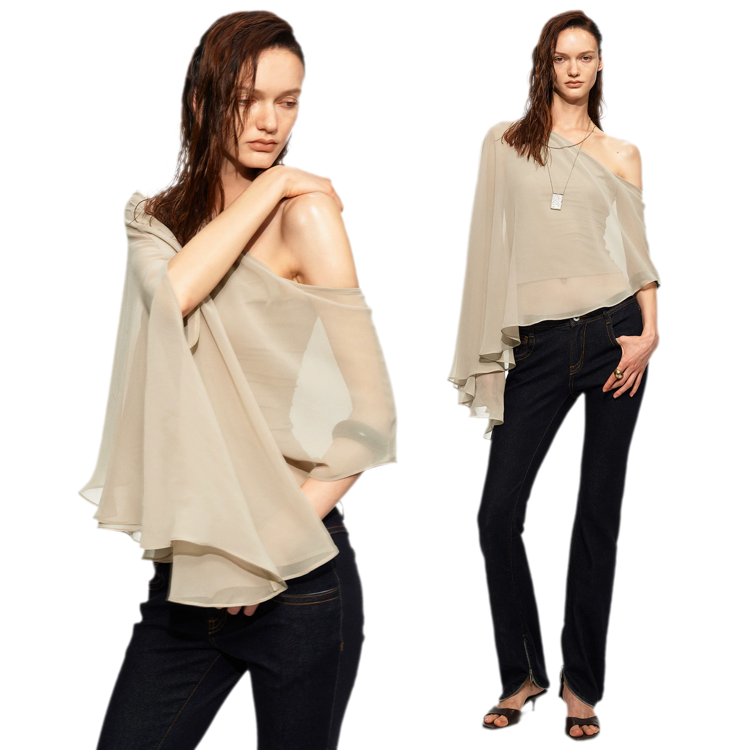 Matte Chiffon Cape Top