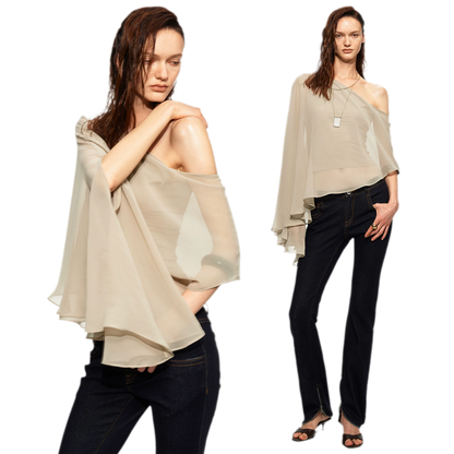 Matte Chiffon Cape Top