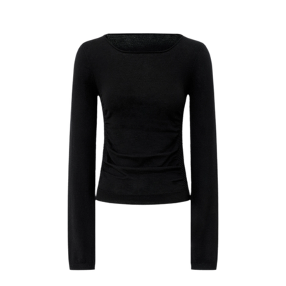 Top in maglia slim arricciato in lana