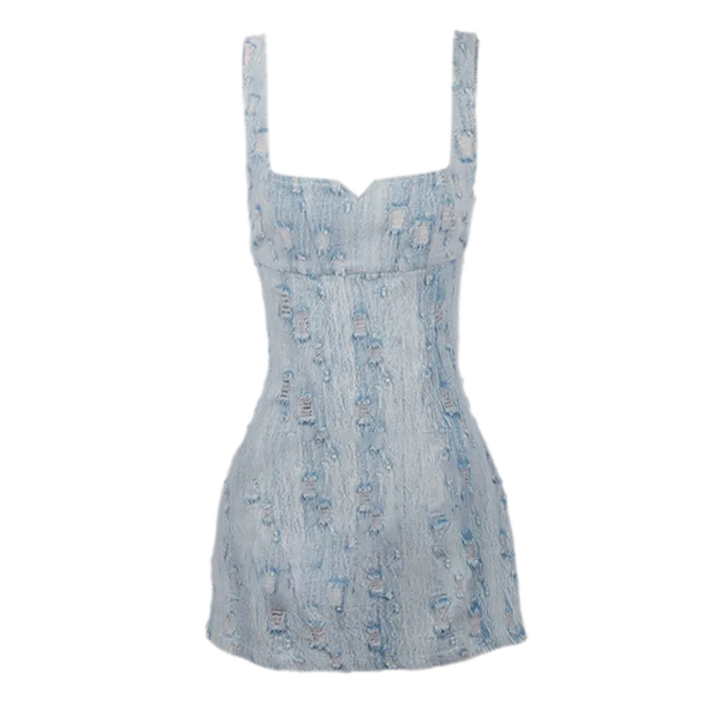 Distressed Denim Cami Dress