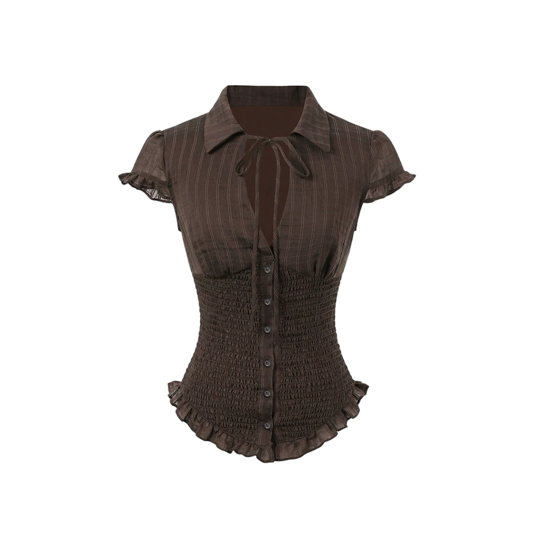 Original Mulberry Silk Lyocell Shirred Waist Blouse
