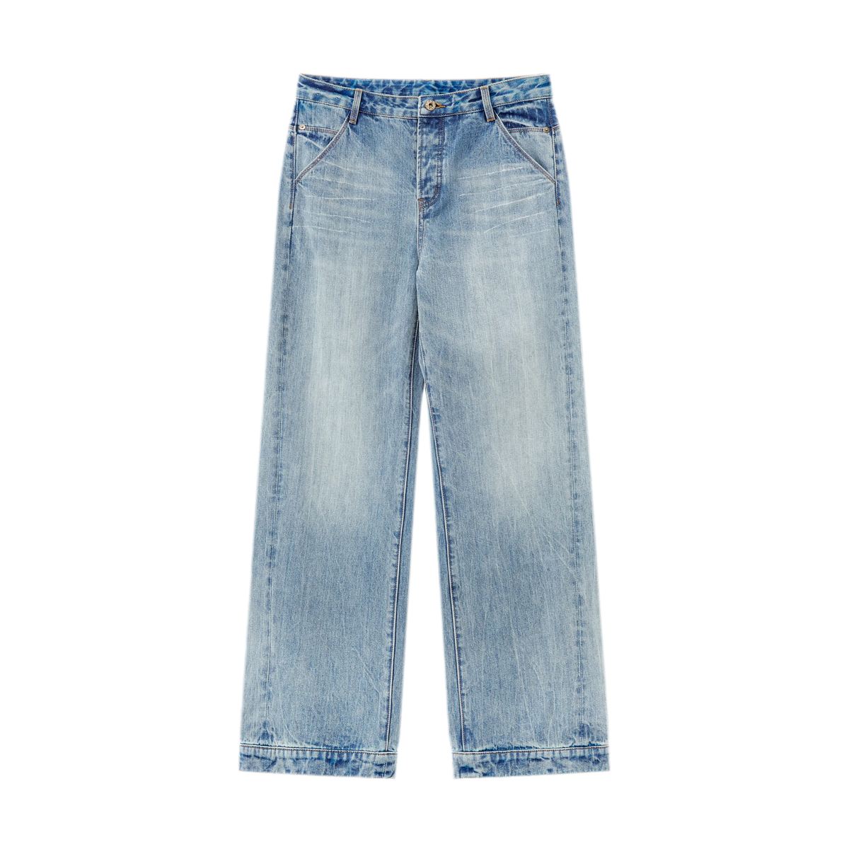 Gewassen vintage jeans met rechte pijpen