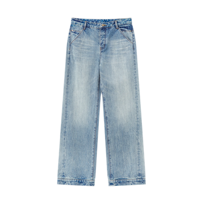Gewassen vintage jeans met rechte pijpen