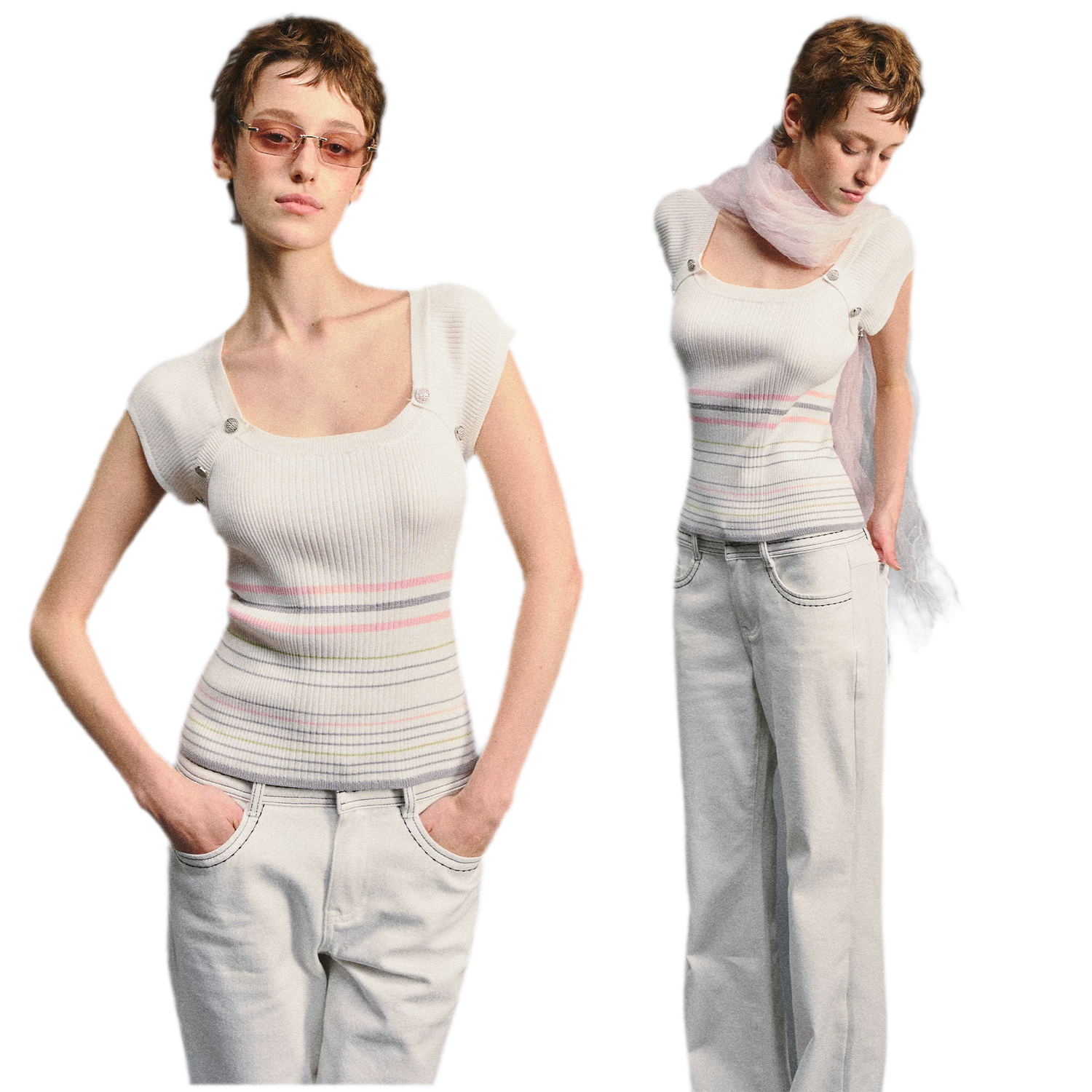 Raglan Stripe Slim Top